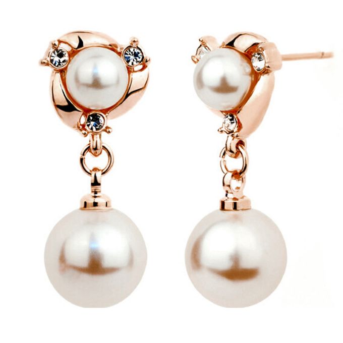 product_image_name-Fashion-Ear Rings Dangle Exquisite Eye-catching 2 Colors Imitation Pearl Tassel Earrings Dangle For Banquet-Golden-1