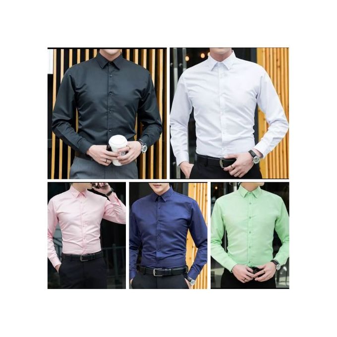 Fashion Five Corporate Long Sleeves Shirts For Men. Black,white,pink ...