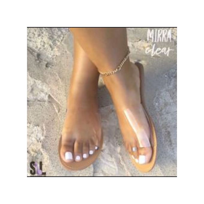 product_image_name-Fashion-Ladies Women One Step Transparent Slippers With Milk Colour Sole-1