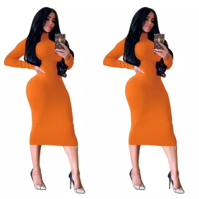Fashion Orange Fitted Turtle Neck Classy Dress Jumia Nigeria