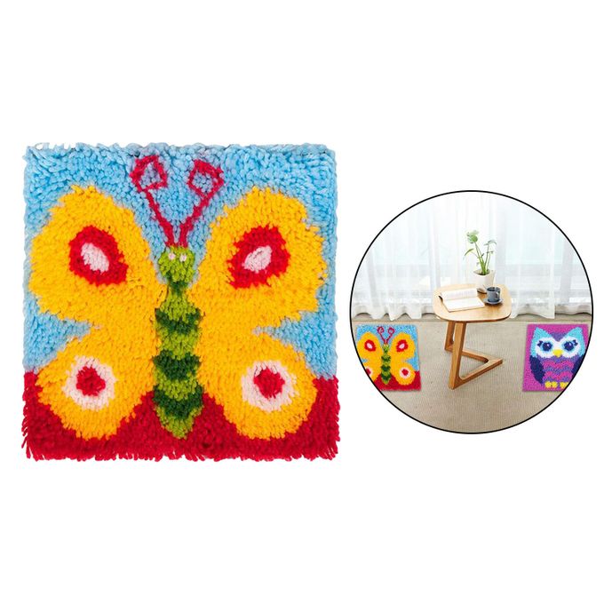 Generic 12x12'' Cartoon Latch Hook Rugs Carpets Making Kits DIY Butterfly