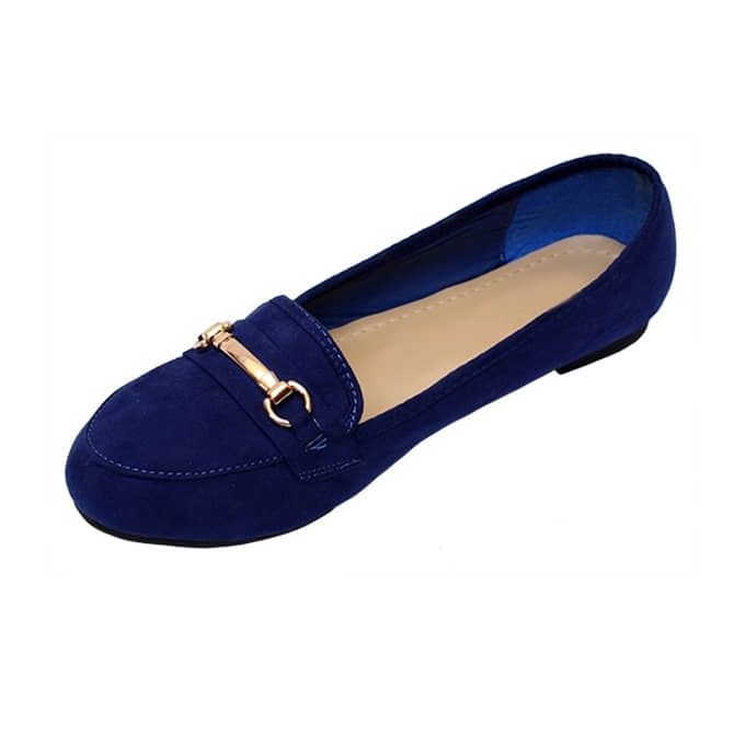 ladies blue flat shoes