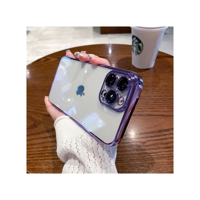 Luxury Square Frame Plating Clear Phone Case for iPhone 12 11 