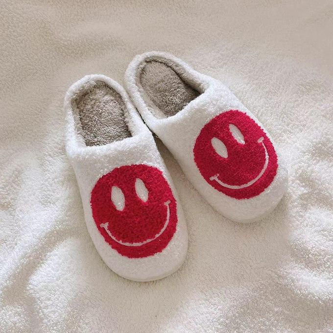 Red Smiley Face Slippers  Staying Cheerful and Cozy