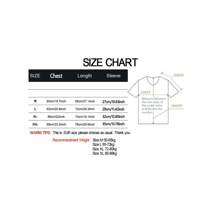 size chart for men t shirt