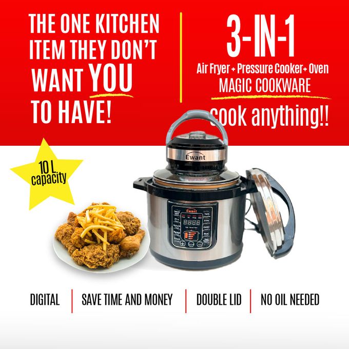 Generic 10L Air Fryer/Instant Pot Pressure Cooker - Double Lid -3in1