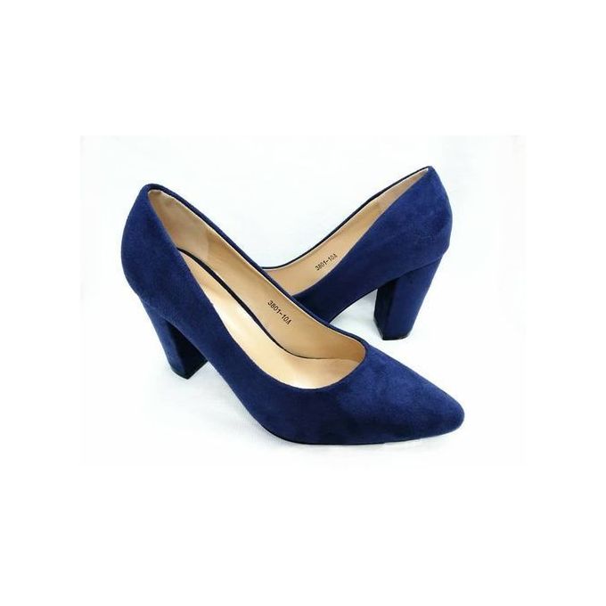 navy blue suede court shoes