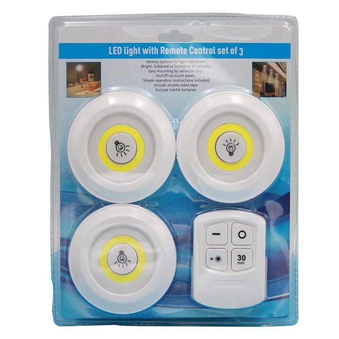 Generic 3pc Push Wireless Switch Battery Powered Led Remote