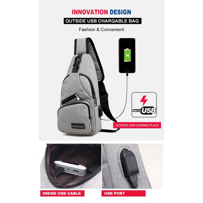 MeiJieLuo Men Casual Outdoor Travel Crossbody Bag With USB Port | Jumia ...