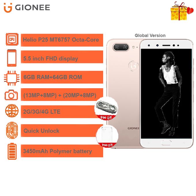 product_image_name-Gionee-S10 Gold (5.5 Inch FHD Display,6GB RAM +64GB ROM ,(13+8)MP+(20+8)MP Quad Camera, 3450mAh Battery, Dual SIM 4G)-1