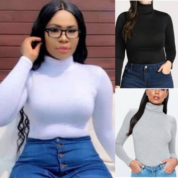 Fashion High Quality Body Hug Long Sleeve Turtleneck Tops- 3pcs