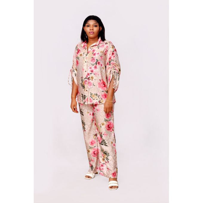 Silk Palazzo pant and shirt (FLOWER) - dlooksbykiki eStore