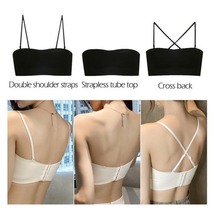 Briskorry Bandeau Bra Women's Strapless Bra Without Straps Padded Bralette  Large Sizes Full Cup Seamless Bra Tube Top Strapless Bra Backless Invisible