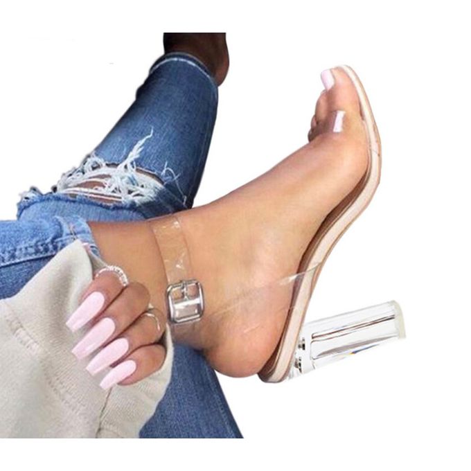 transparent heel slippers