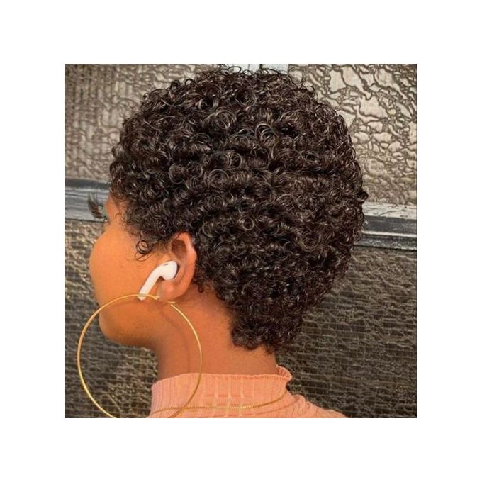 product_image_name-Generic-Jerry Curl Natural Short Hair Wig - Natural Colour-1