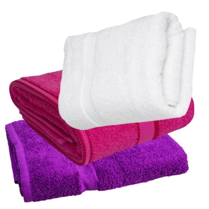 product_image_name-Generic-Large Bath Towels (3Pcs) White/Pink/Purple-1