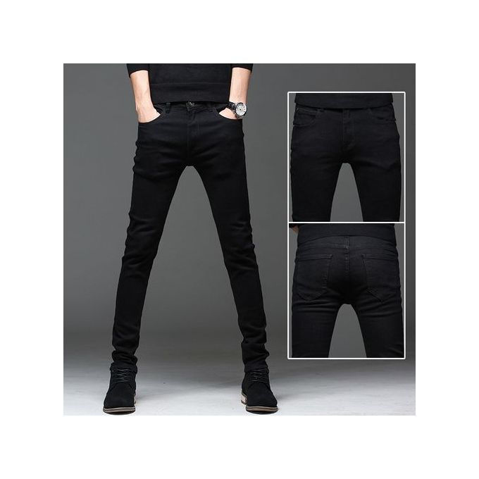 Fashion Men's Non Fade Plain Black Jeans