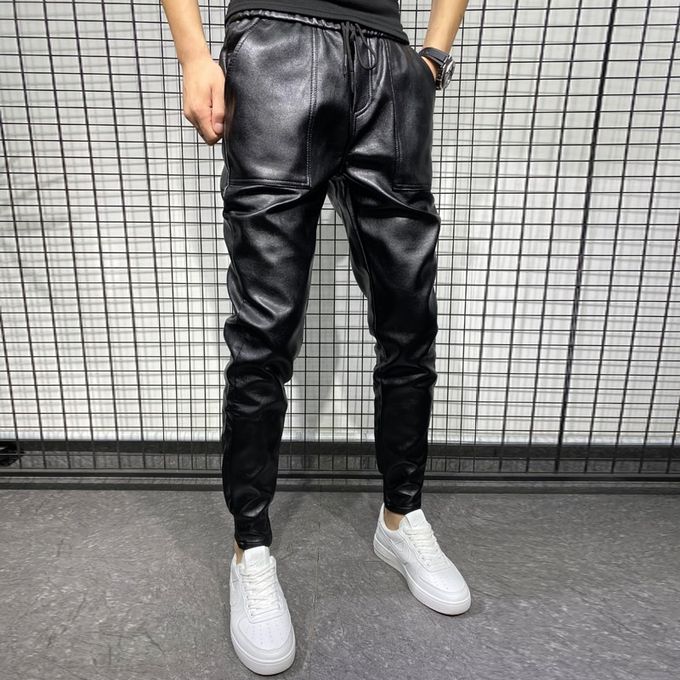 black leather jeans for men