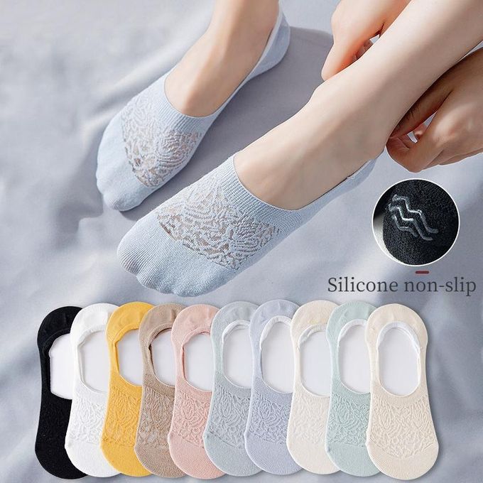 Generic 2pair Women Silicone Non-slip Invisible Socks Summer