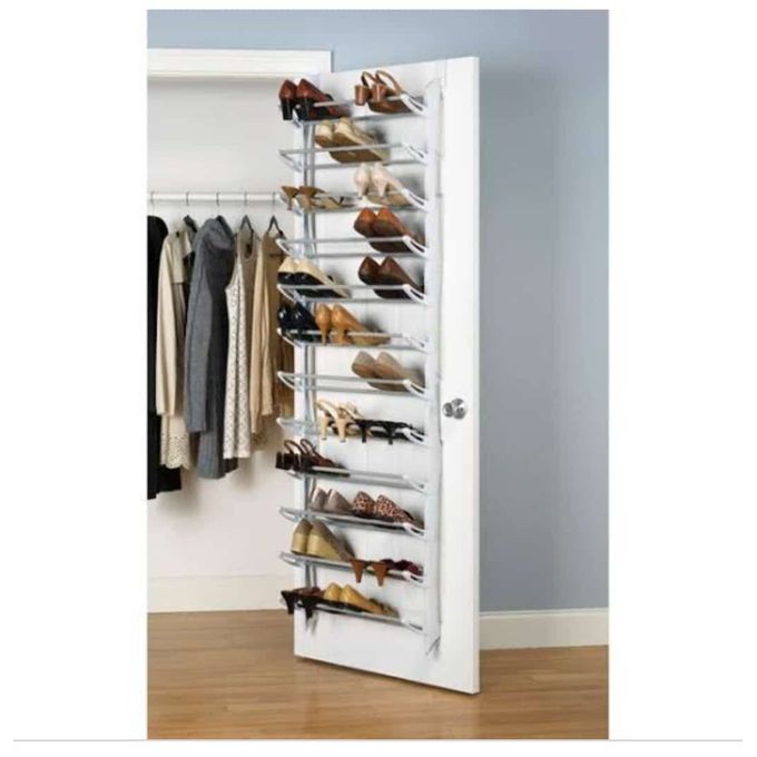 Zimtown 36Pair Over-The-Door 36 Pair 12 Layers Shoe Rack Metal Frame Wall  Hanging Closet Organizer Holder Closet Storage