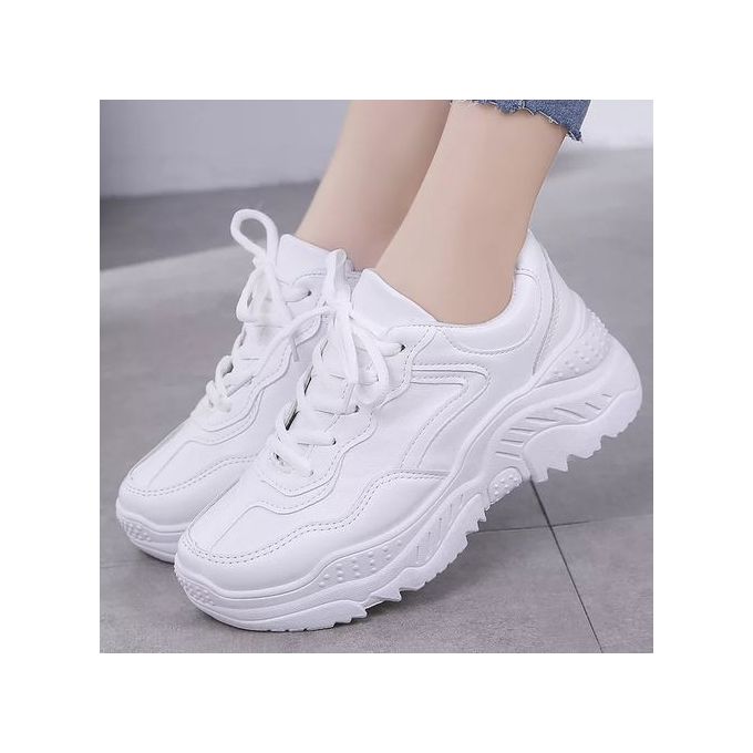 Hzb Smart Trendy Lady's White Sneakers 