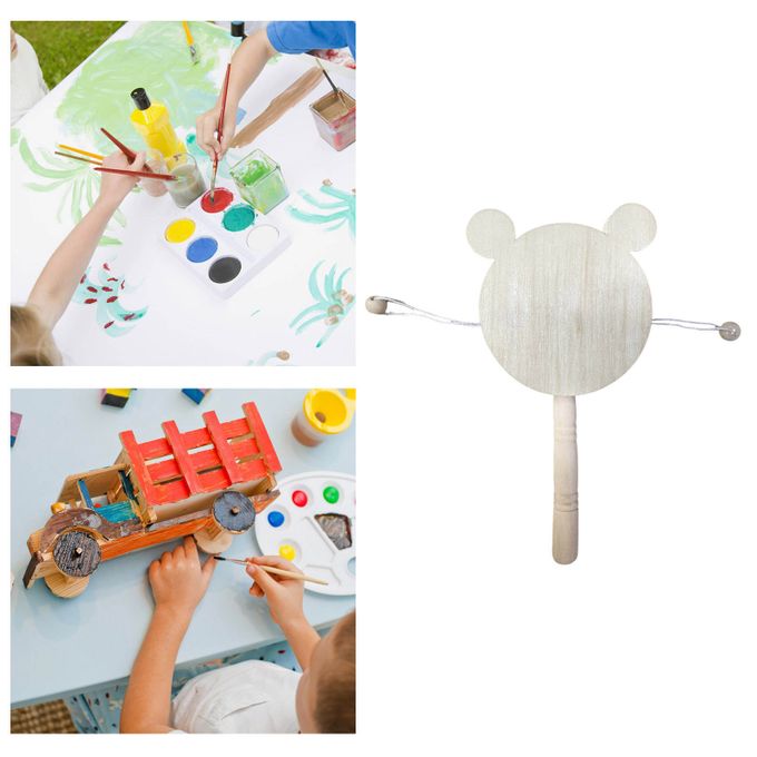 Details of Wooden Rattle Toy Unfinished Creative Unpainted DIY