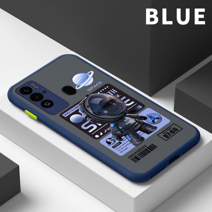 product_image_name-Generic-Contrast Frosted Translucent Case For Tecno Pova Neo Astronaut Hard Phone Case Camera Protector Cover Casing-Blue-1