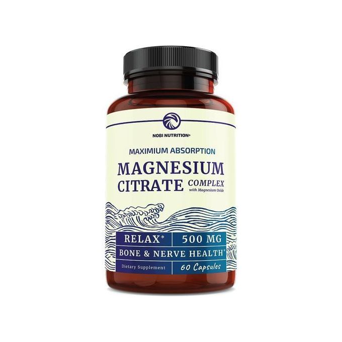 Nobi Nutrition Magnesium Citrate Complex 500 MG High Absorption Formula  Calm, Relaxation & Digestion