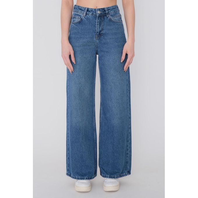 Addax Women Blue Wide Leg Jeans PN7816 