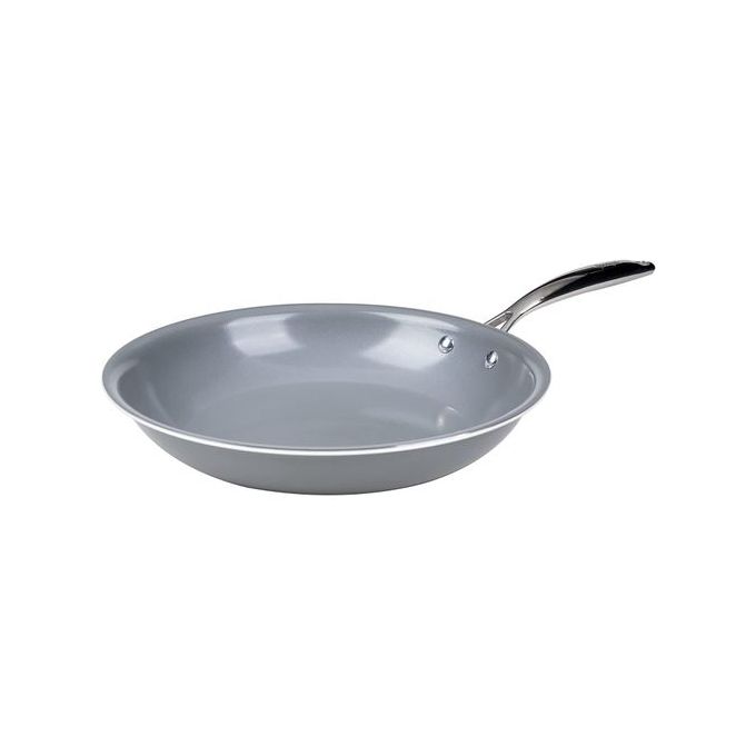 Goodful Kitchen Cream Goodful Ceramic Nonstick 4 Quart Deep Pan with Lid,  Dishwasher Safe, Comfort Grip Stainless Steel Handle, Cream