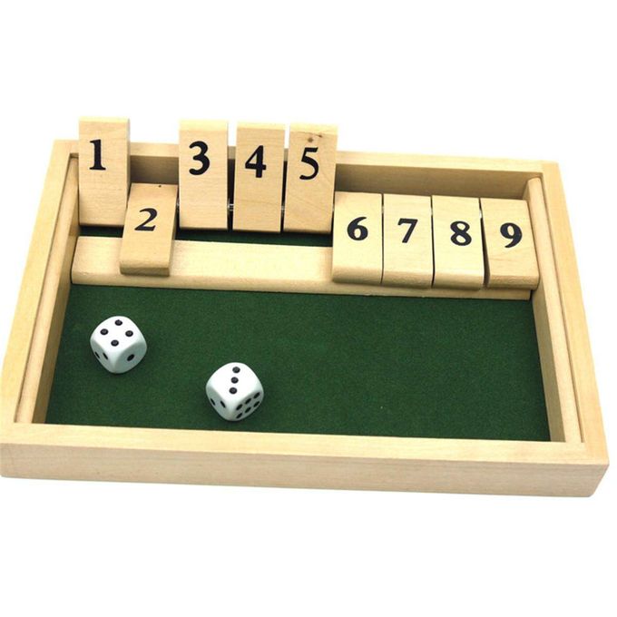 Bits and Pieces - Wooden Shut The Box 12 Dice Game Board - Classic Tabletop Version of The Popular English Pub Game - Measures