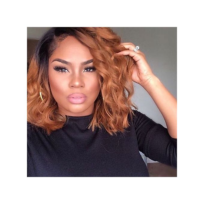 Generic Generic Short Wavy Bob Hair Weave Honey Brown 10inches