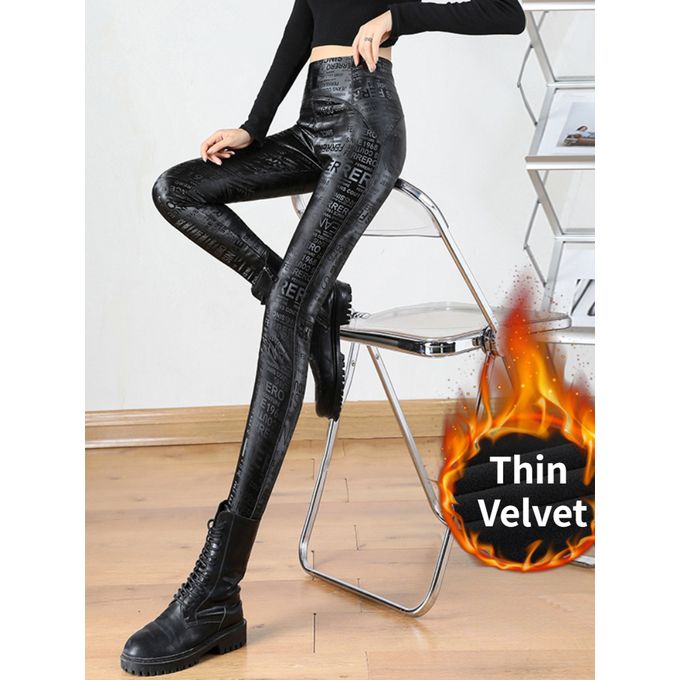 Pu Leather Leggings Women Winter Autumn Black High Waist Tights