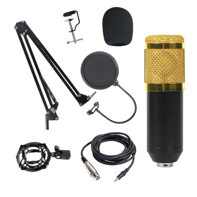 BM 800 Microphone De Studio Professionnel à Condensateur Audio 3.5mm  Microphone Filaire Pour La Diffusion Radio Support De Micro De Chant