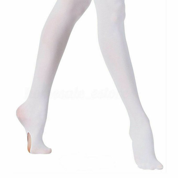 Fashion Convertible Tights Slim Dance Stockings Ballet Hose Dancewear Kids  Adult Ballet-White