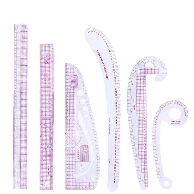 Newmay 6 Stlye Sew French Curve Ruler Metric Shaped Plastic Sewing Tools Measure Ruler for Sewing Pattern Making Design DIY Dress Clothing, Bendable