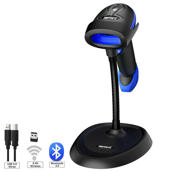 product_image_name-Lenvii-CW200 Bluetooth 2D Barcode Scanner With Stand Handheld Wireless Barcode Reader 3 In 1(Bluetooth/Wired/Wireless) With Adjustable Stand Auto Scan QR Code Scanner For Shop Support Win/MAC/Android/iOS Connection(BLUE)-1