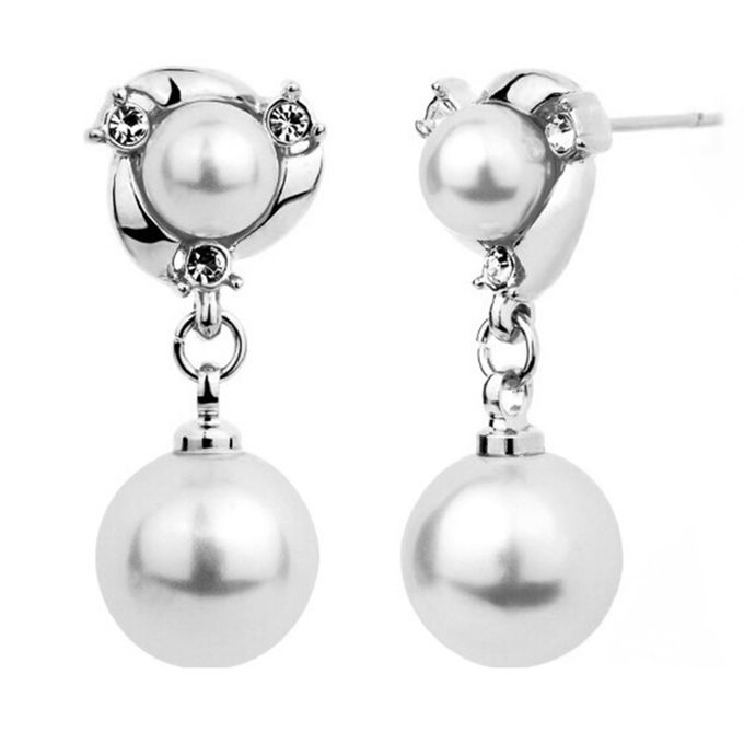 product_image_name-Fashion-Ear Rings Dangle Exquisite Eye-catching 2 Colors Imitation Pearl Tassel Earrings Dangle For Banquet-Silver-1