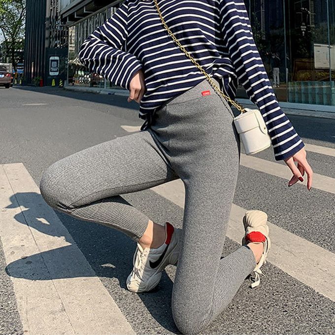 Fashion (A1)Thin Spring Leggings Slimming Outer Wear Plus Thermal Pants Grey  Tight Leggings Skinny Thick Warm Leggings For Women SMA