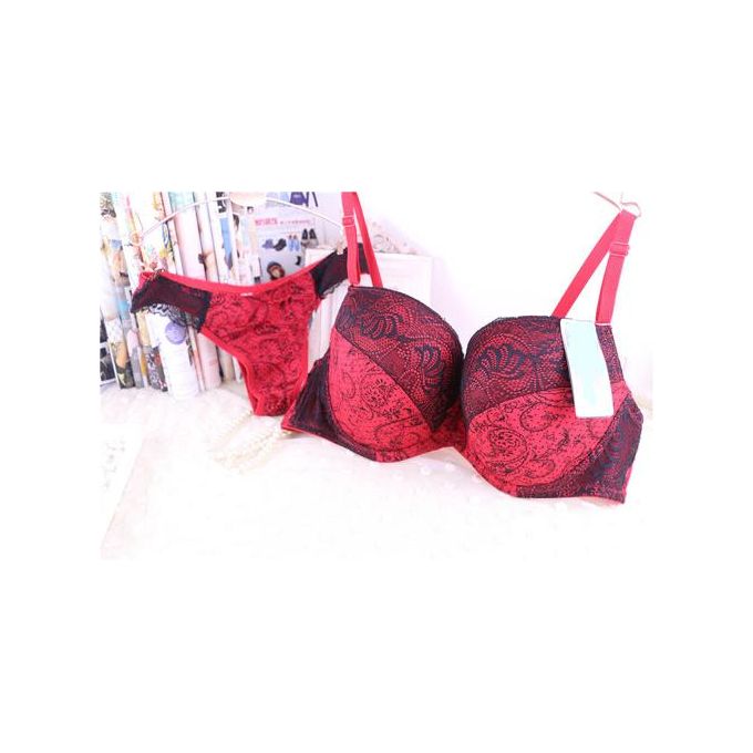 Generic Black Red Sexy Women's Bra Bh Set Vs Push Up Bra Thong Set C D E F  Big Bust 32e 34c 36d 38c 38d 40c 40dd 40e 36e B3