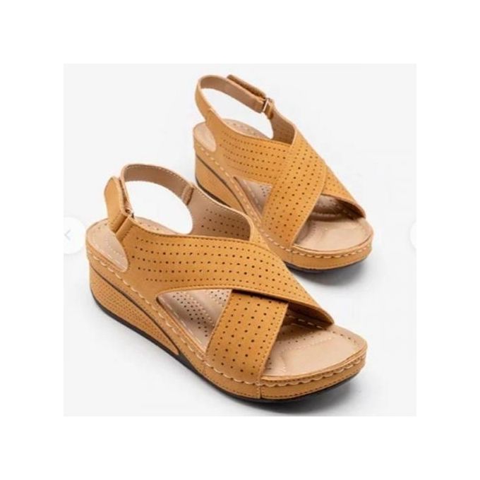product_image_name-Fashion-Ladies Fashion Sandals Wedge Heels Large Size Flat Sandals And Slippers-Ginger-1