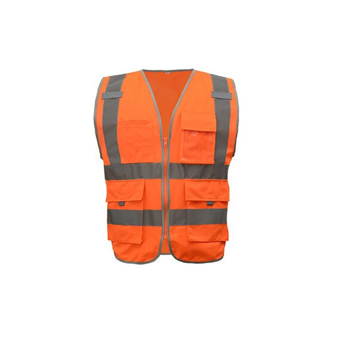 product_image_name-Fashion-High Visibility Waistcoat Reflective Safety Vest Mens Construction Worker Night Runner Cyclist 9 Colors Company Logo Print-Orange-1