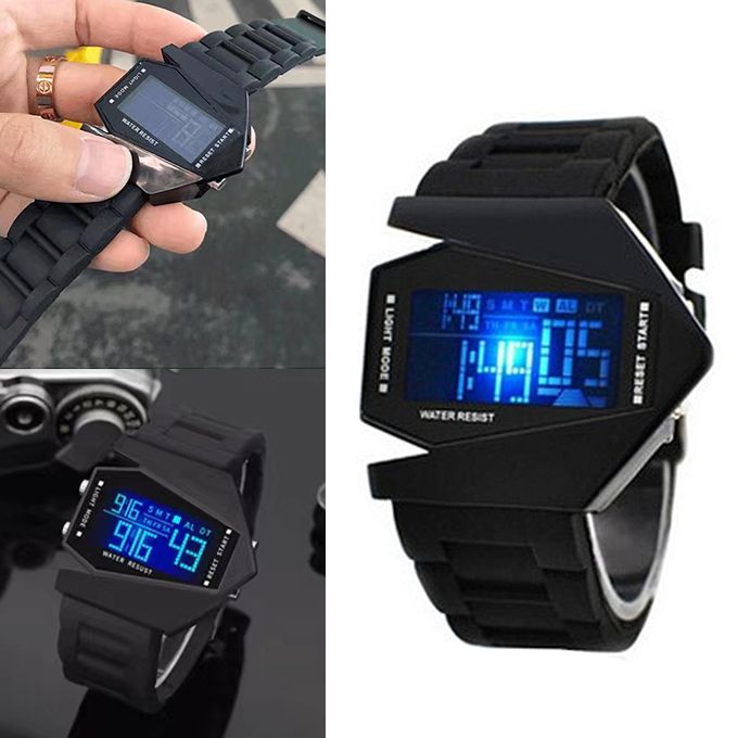 product_image_name-Fashion-Digital Multi-Color LED Silicone Strap Sport Watch - Black-1
