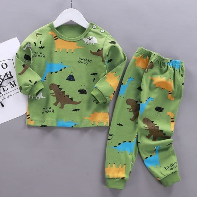 product_image_name-Fashion-Unisex Dinosaur Army Green Pyjamas/Casual Set-1