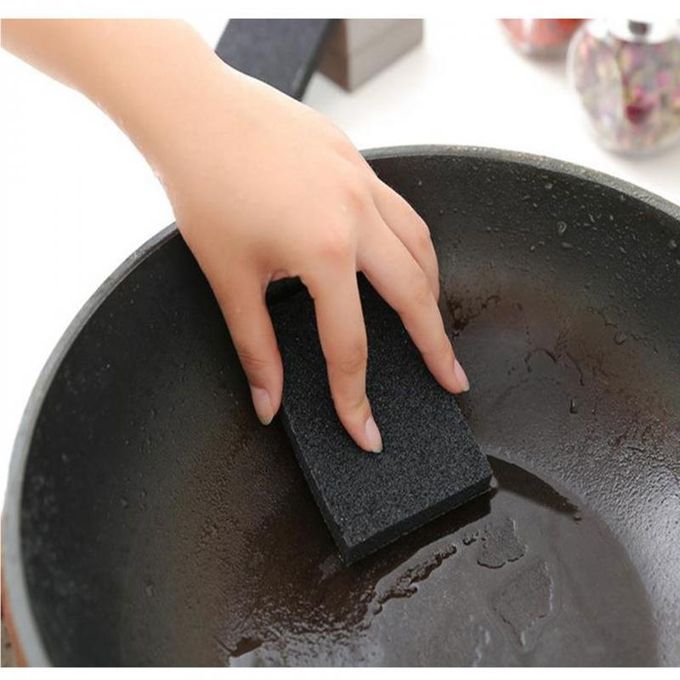 5/1pcs Black Emery Sponge Brush Rust Remover Dish Brush Pot