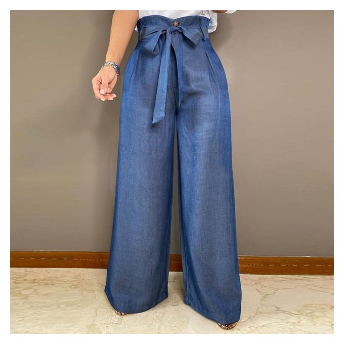 Vonda Women39;s Trousers Autumn Party Denim Palazzo Pants High Waist Hot  Pants