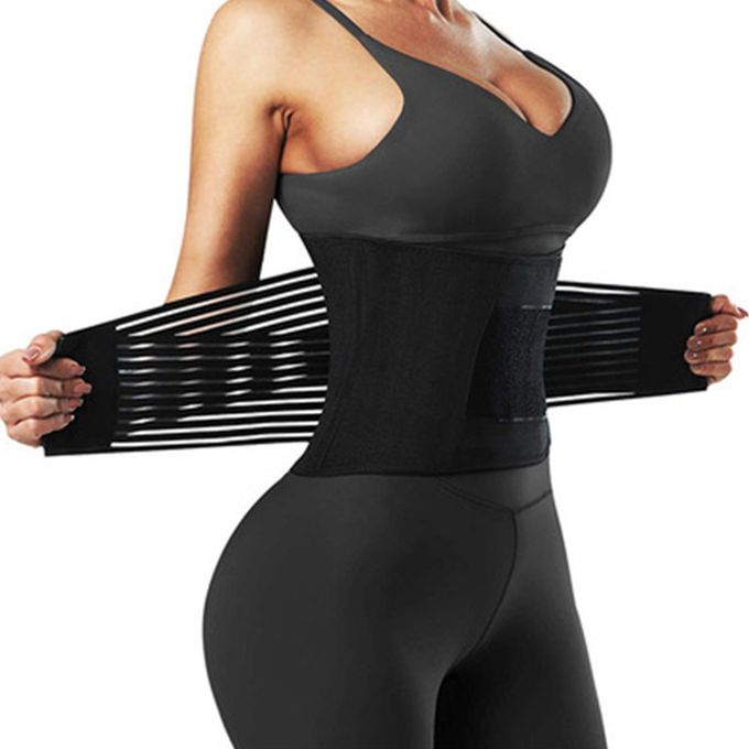 Fashion (Black,)Sport Girdle Corset Sweat Girdle Soft Elastic Slim Shapewear  Fish Silk Design Breathable Stable Flexble Abdominal Slimming Belt MAA