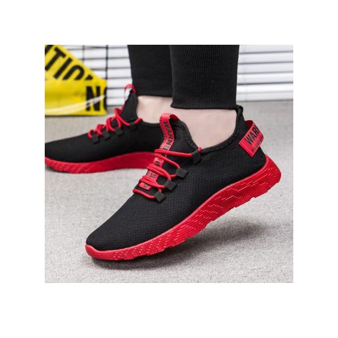 black and red canvas shoes