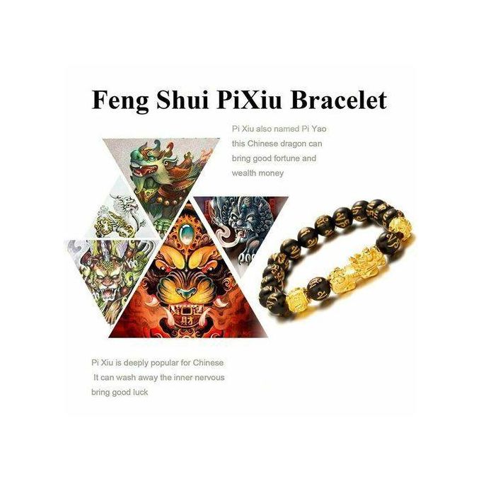 Feng Shui Pixiu Obsidian Stone Wealth Bracelet Ring Set - Image 6