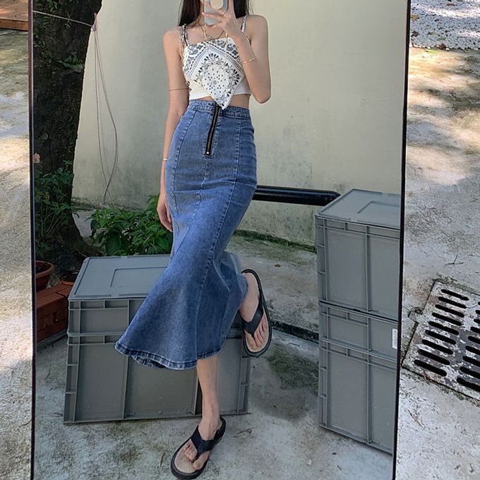 moussy　MERMAID DENIM LONG SKIRT Amazon.com: Ladies Low Waist Denim Skirt Long Mermaid Skirt